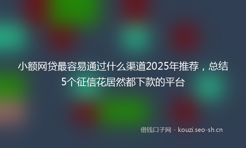 小额网贷最容易通过什么渠道2025年推荐，总结5个征信花居然都下款的平台