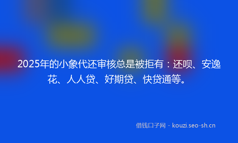 2025年的小象代还审核总是被拒有：还呗、安逸花、人人贷、好期贷、快贷通等。