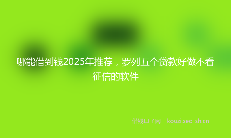哪能借到钱2025年推荐，罗列五个贷款好做不看征信的软件