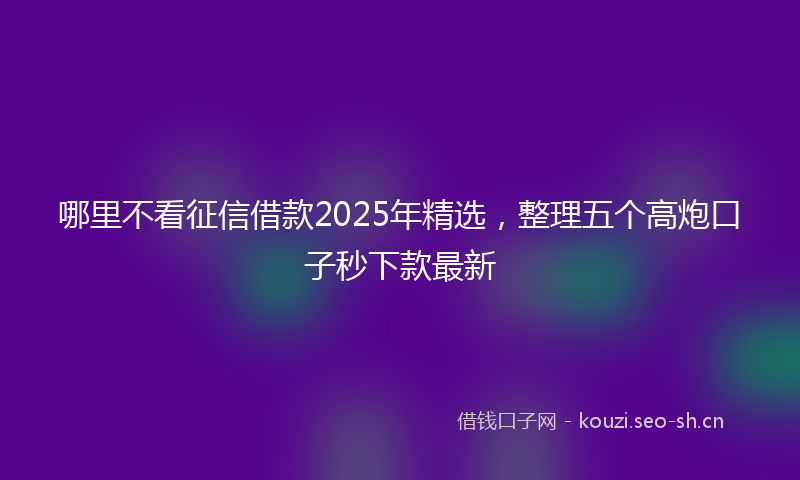 哪里不看征信借款2025年精选，整理五个高炮口子秒下款最新