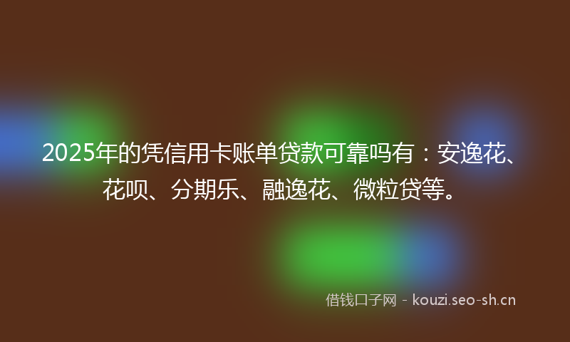 2025年的凭信用卡账单贷款可靠吗有：安逸花、花呗、分期乐、融逸花、微粒贷等。