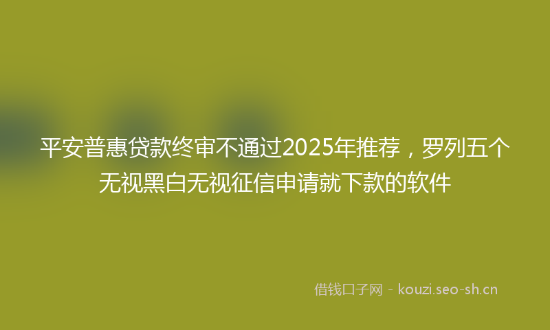 平安普惠贷款终审不通过2025年推荐，罗列五个无视黑白无视征信申请就下款的软件