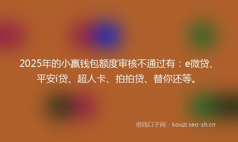 2025年的小赢钱包额度审核不通过有：e微贷、平安i贷、超人卡、拍拍贷、替你还等。