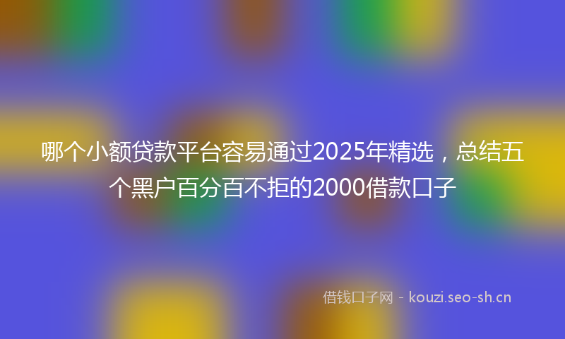 哪个小额贷款平台容易通过2025年精选，总结五个黑户百分百不拒的2000借款口子