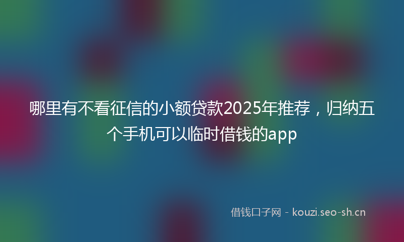 哪里有不看征信的小额贷款2025年推荐,归纳五个手机可以临时借钱的app
