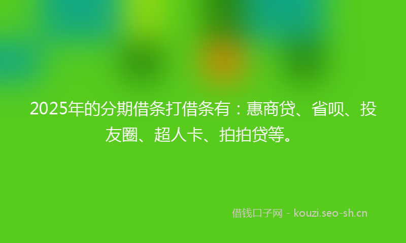 2025年的分期借条打借条有：惠商贷、省呗、投友圈、超人卡、拍拍贷等。