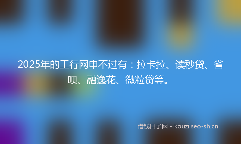 2025年的工行网申不过有：拉卡拉、读秒贷、省呗、融逸花、微粒贷等。