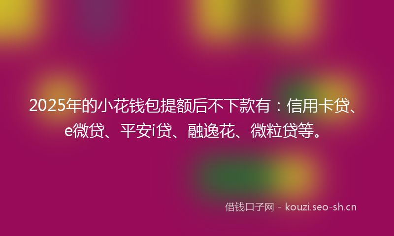 2025年的小花钱包提额后不下款有：信用卡贷、e微贷、平安i贷、融逸花、微粒贷等。