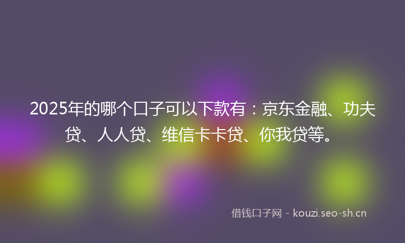 2025年的哪个口子可以下款有：京东金融、功夫贷、人人贷、维信卡卡贷、你我贷等。