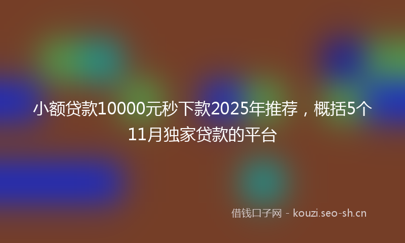 小额贷款10000元秒下款2025年推荐，概括5个11月独家贷款的平台