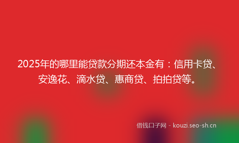 2025年的哪里能贷款分期还本金有：信用卡贷、安逸花、滴水贷、惠商贷、拍拍贷等。