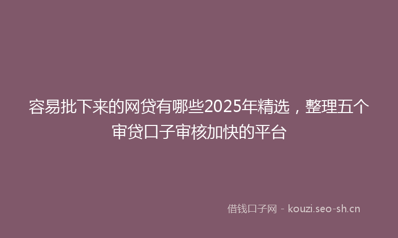 容易批下来的网贷有哪些2025年精选，整理五个审贷口子审核加快的平台