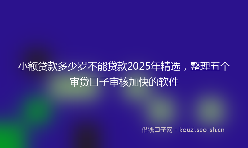 小额贷款多少岁不能贷款2025年精选，整理五个审贷口子审核加快的软件