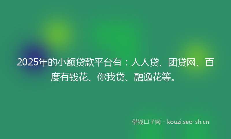 2025年的小额贷款平台有：人人贷、团贷网、百度有钱花、你我贷、融逸花等。