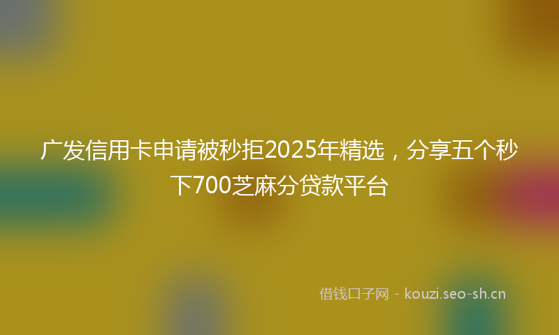 广发信用卡申请被秒拒2025年精选，分享五个秒下700芝麻分贷款平台
