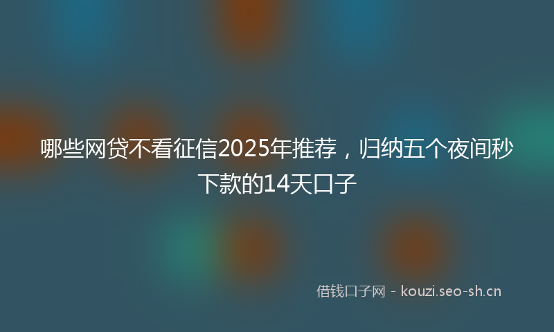 哪些网贷不看征信2025年推荐，归纳五个夜间秒下款的14天口子
