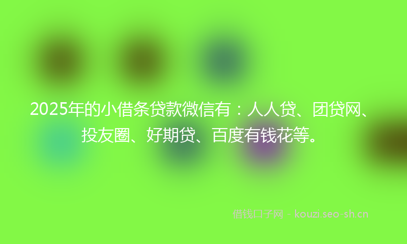 2025年的小借条贷款微信有：人人贷、团贷网、投友圈、好期贷、百度有钱花等。