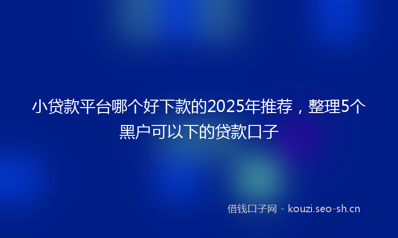 小贷款平台哪个好下款的2025年推荐，整理5个黑户可以下的贷款口子