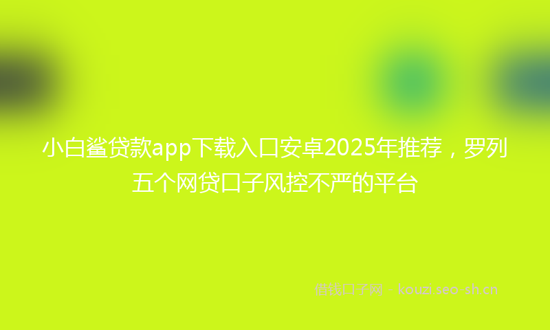 小白鲨贷款app下载入口安卓2025年推荐，罗列五个网贷口子风控不严的平台