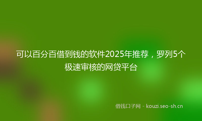 可以百分百借到钱的软件2025年推荐，罗列5个极速审核的网贷平台
