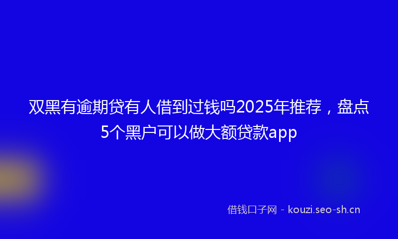 双黑有逾期贷有人借到过钱吗2025年推荐，盘点5个黑户可以做大额贷款app