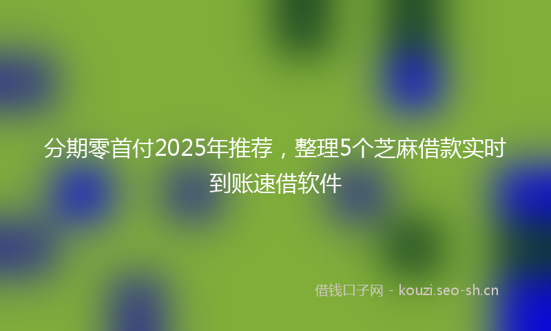 分期零首付2025年推荐，整理5个芝麻借款实时到账速借软件