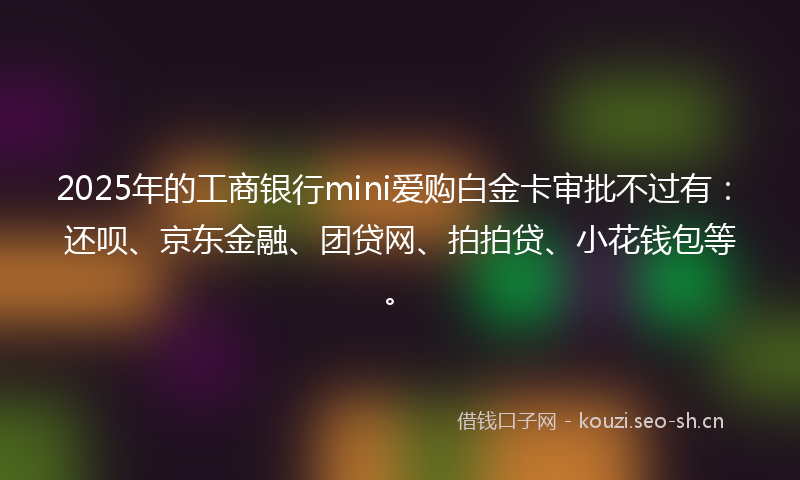 2025年的工商银行mini爱购白金卡审批不过有：还呗、京东金融、团贷网、拍拍贷、小花钱包等。