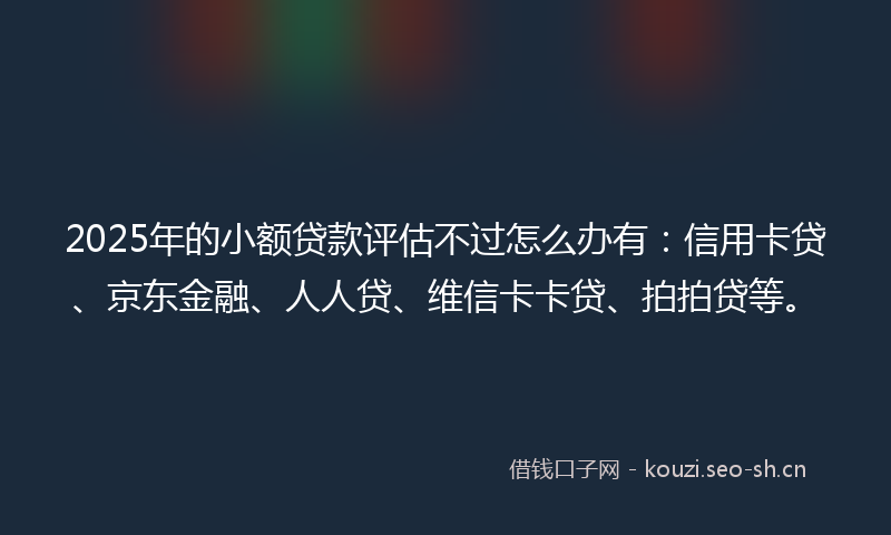 2025年的小额贷款评估不过怎么办有：信用卡贷、京东金融、人人贷、维信卡卡贷、拍拍贷等。