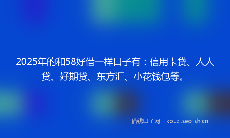 2025年的和58好借一样口子有：信用卡贷、人人贷、好期贷、东方汇、小花钱包等。
