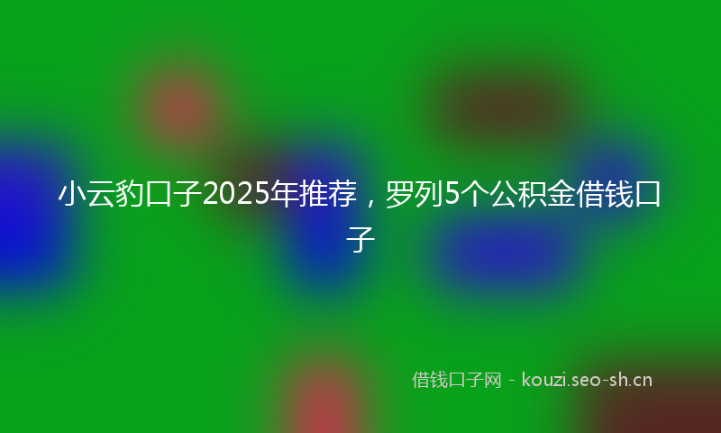小云豹口子2025年推荐，罗列5个公积金借钱口子