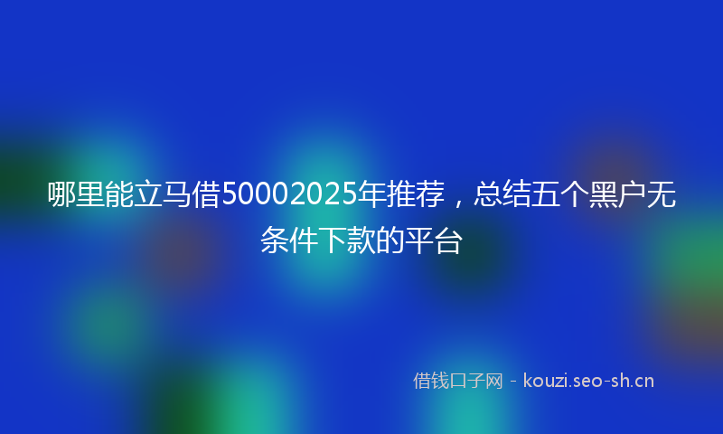 哪里能立马借50002025年推荐，总结五个黑户无条件下款的平台