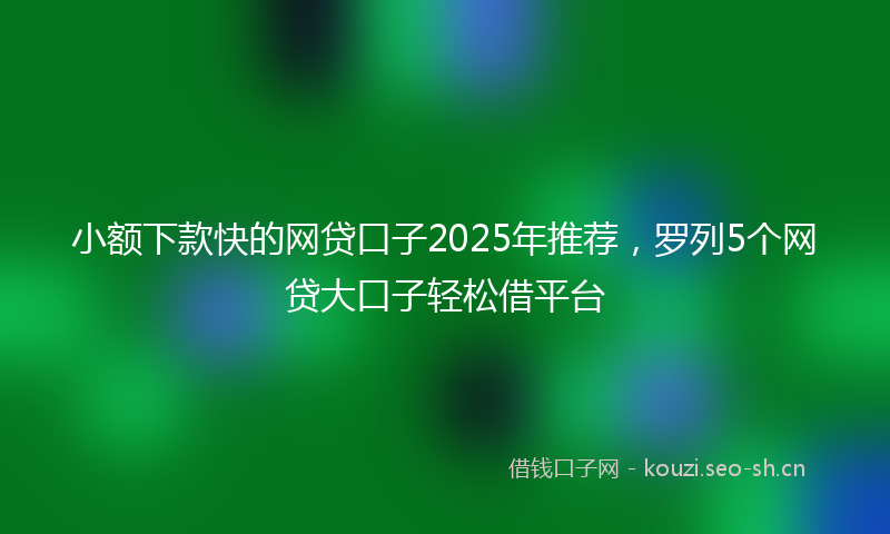 小额下款快的网贷口子2025年推荐，罗列5个网贷大口子轻松借平台