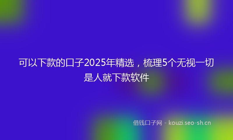 可以下款的口子2025年精选，梳理5个无视一切是人就下款软件