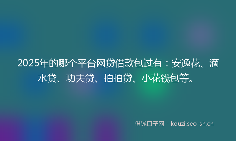 2025年的哪个平台网贷借款包过有：安逸花、滴水贷、功夫贷、拍拍贷、小花钱包等。