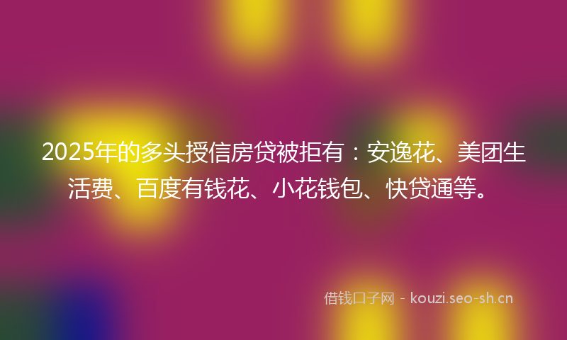 2025年的多头授信房贷被拒有：安逸花、美团生活费、百度有钱花、小花钱包、快贷通等。