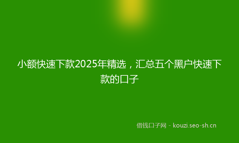 小额快速下款2025年精选，汇总五个黑户快速下款的口子