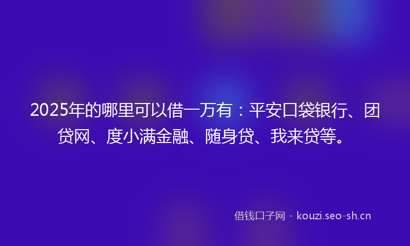 2025年的哪里可以借一万有：平安口袋银行、团贷网、度小满金融、随身贷、我来贷等。