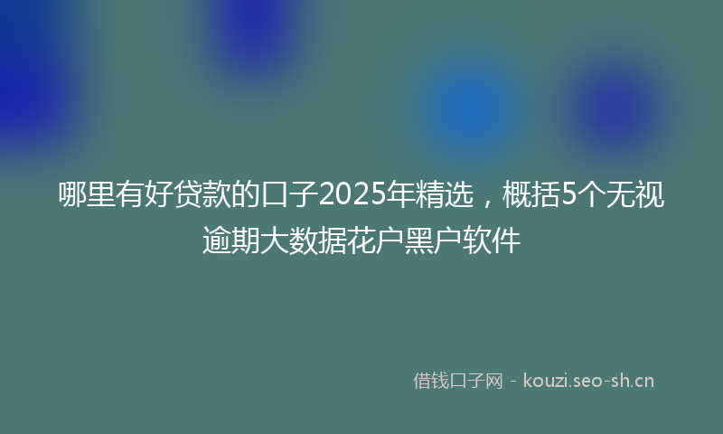 哪里有好贷款的口子2025年精选，概括5个无视逾期大数据花户黑户软件