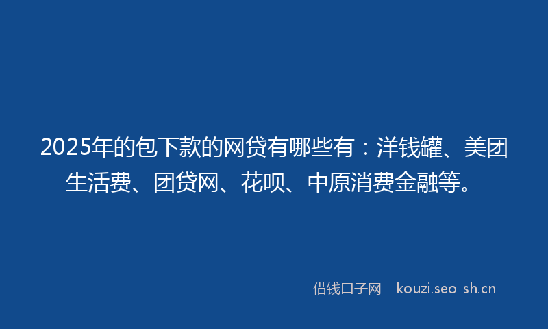 2025年的包下款的网贷有哪些有：洋钱罐、美团生活费、团贷网、花呗、中原消费金融等。