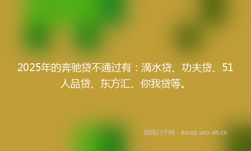 2025年的奔驰贷不通过有：滴水贷、功夫贷、51人品贷、东方汇、你我贷等。