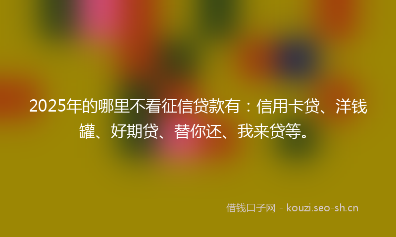 2025年的哪里不看征信贷款有：信用卡贷、洋钱罐、好期贷、替你还、我来贷等。