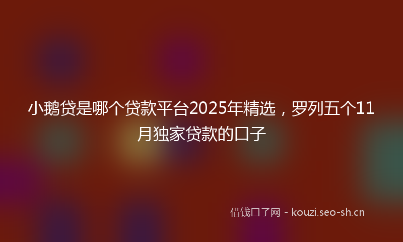 小鹅贷是哪个贷款平台2025年精选，罗列五个11月独家贷款的口子