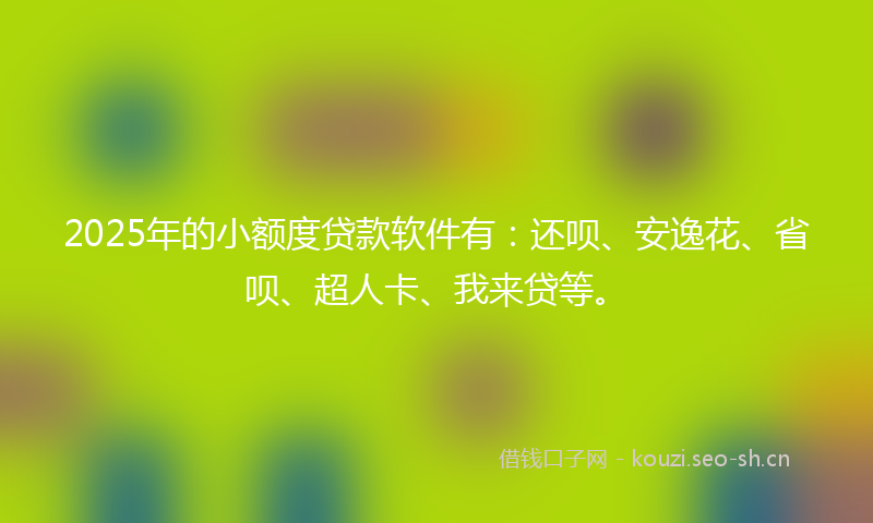 2025年的小额度贷款软件有：还呗、安逸花、省呗、超人卡、我来贷等。