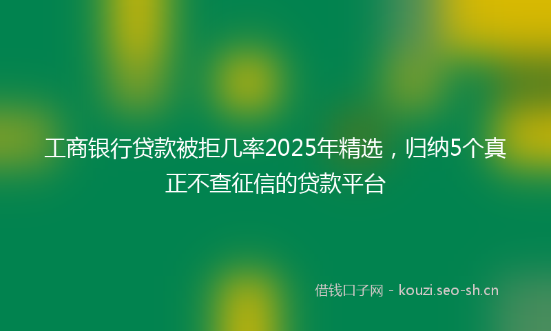 工商银行贷款被拒几率2025年精选，归纳5个真正不查征信的贷款平台