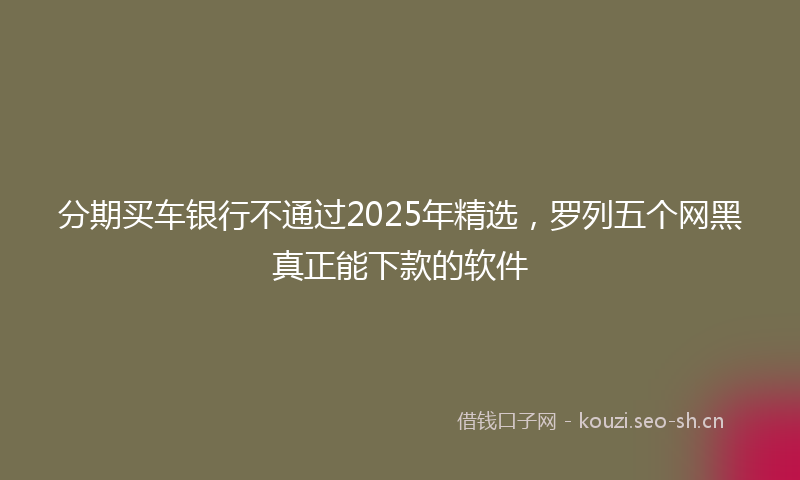 分期买车银行不通过2025年精选,罗列五个网黑真正能下款的软件