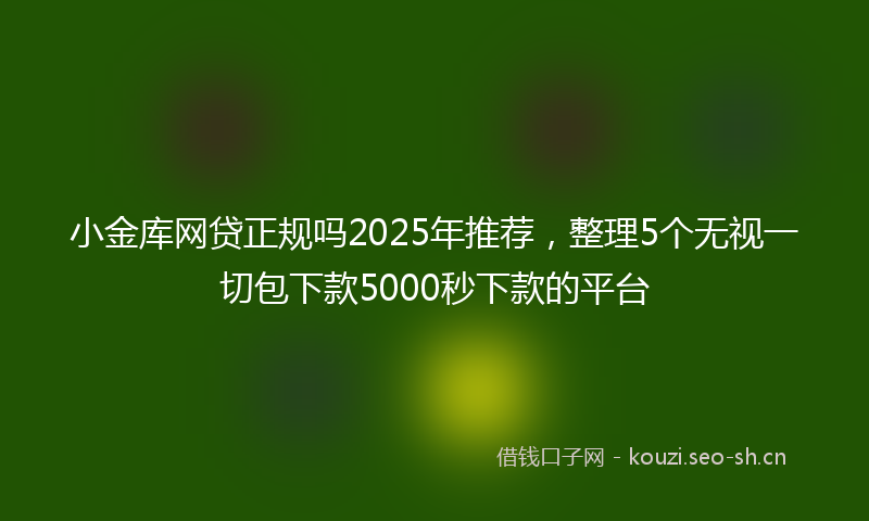 小金库网贷正规吗2025年推荐，整理5个无视一切包下款5000秒下款的平台