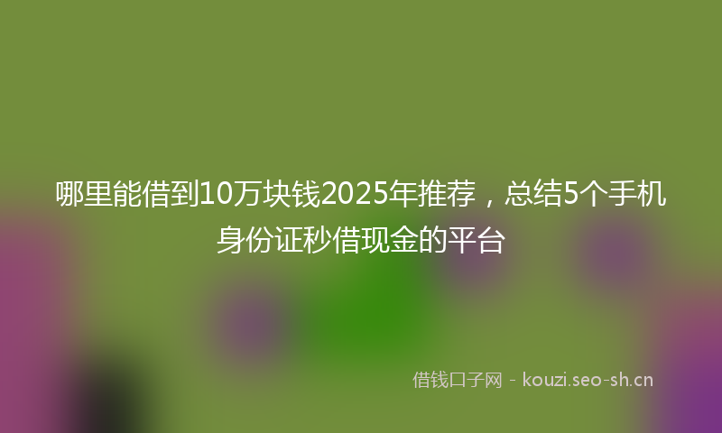 哪里能借到10万块钱2025年推荐，总结5个手机身份证秒借现金的平台
