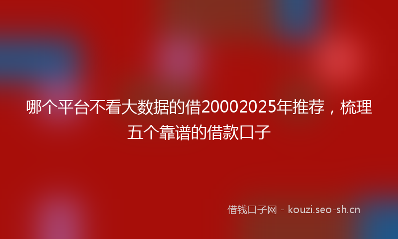 哪个平台不看大数据的借20002025年推荐，梳理五个靠谱的借款口子