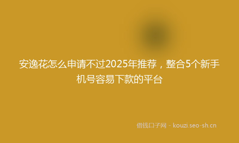 安逸花怎么申请不过2025年推荐，整合5个新手机号容易下款的平台
