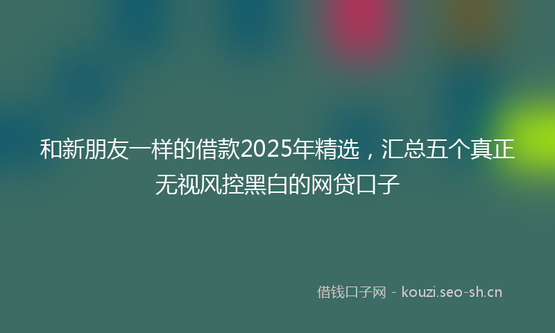和新朋友一样的借款2025年精选，汇总五个真正无视风控黑白的网贷口子